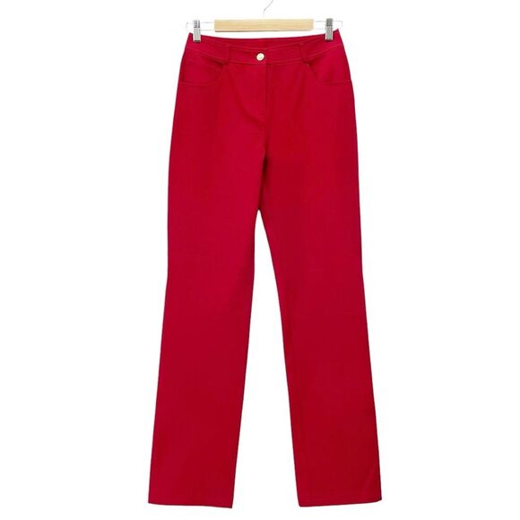 Vintage St. John Sport Pants Red Straight Leg Stretch Trouser Women’s Size 2 - Picture 2 of 12